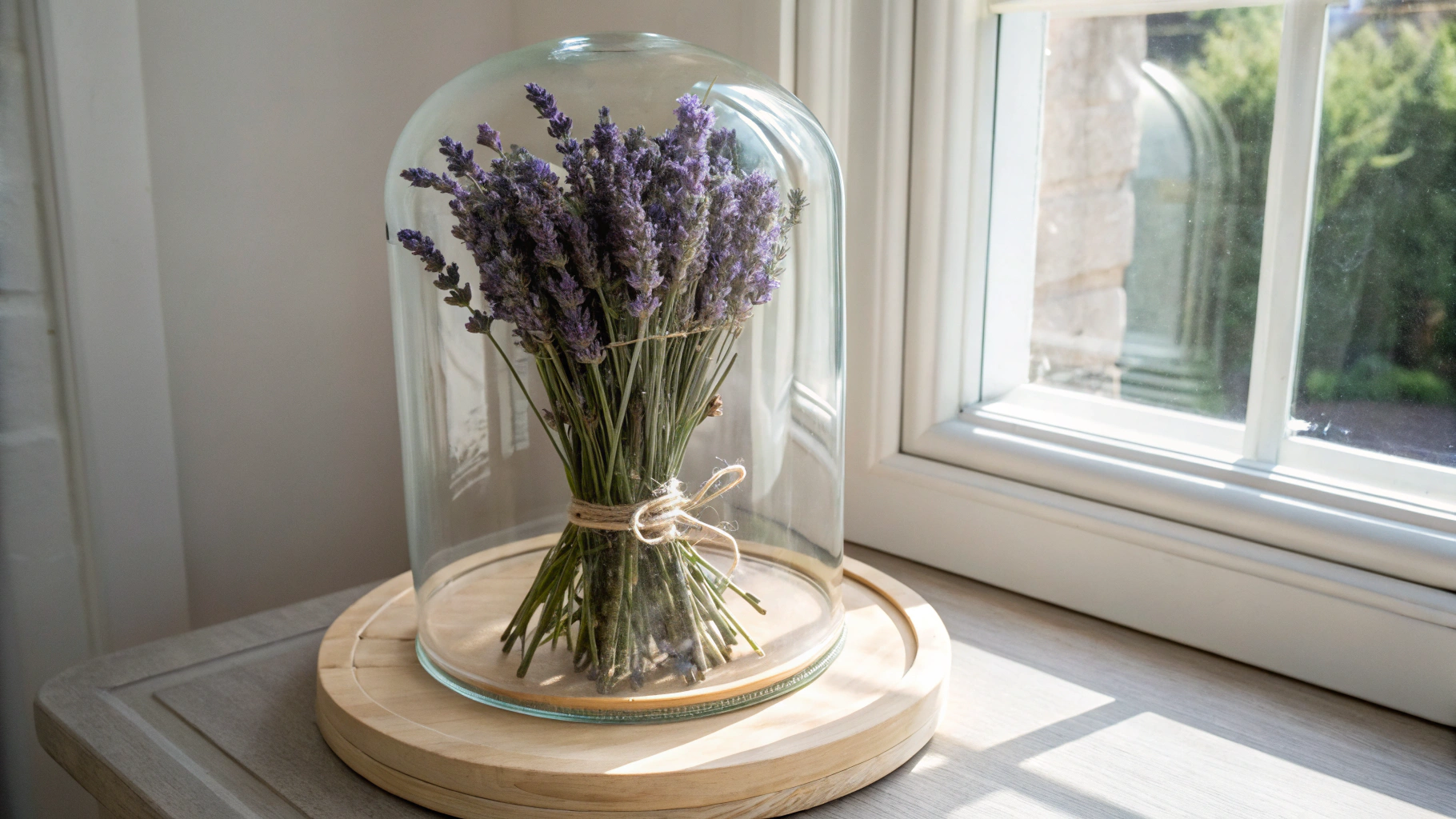 Fresh lavender bouquet tied with ribbon